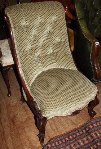 Victorian buttoned backed slipper chair